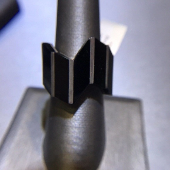 Geometric Design Onyx Ring Sz7.5 Sterling Silver 925 NWT (All Stones Simulated) - Picture 2 of 4